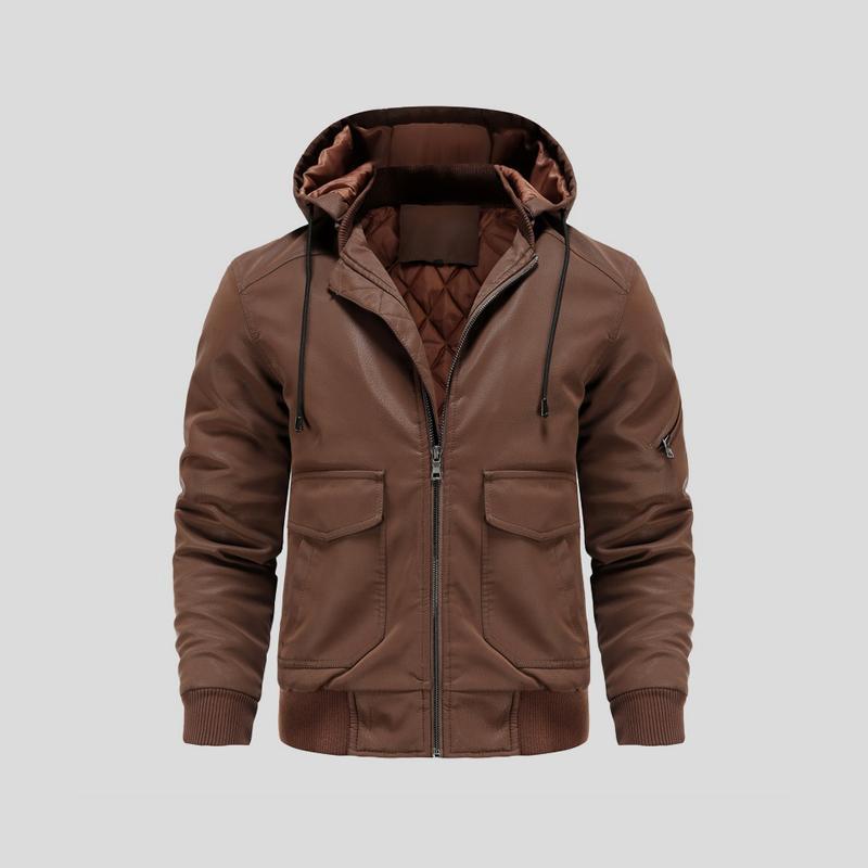 Dorian – Veste cuir à capuche