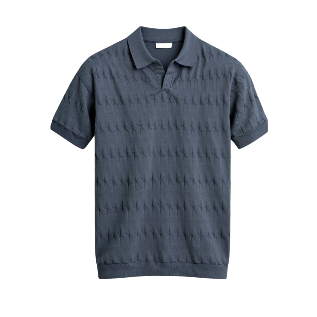 Polo en maille torsadée à col en V premium – Maison Clément Paris