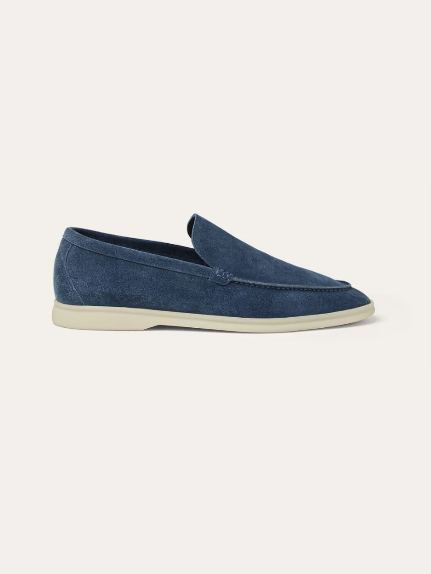 Geo - Loafers en suède bleu classique
