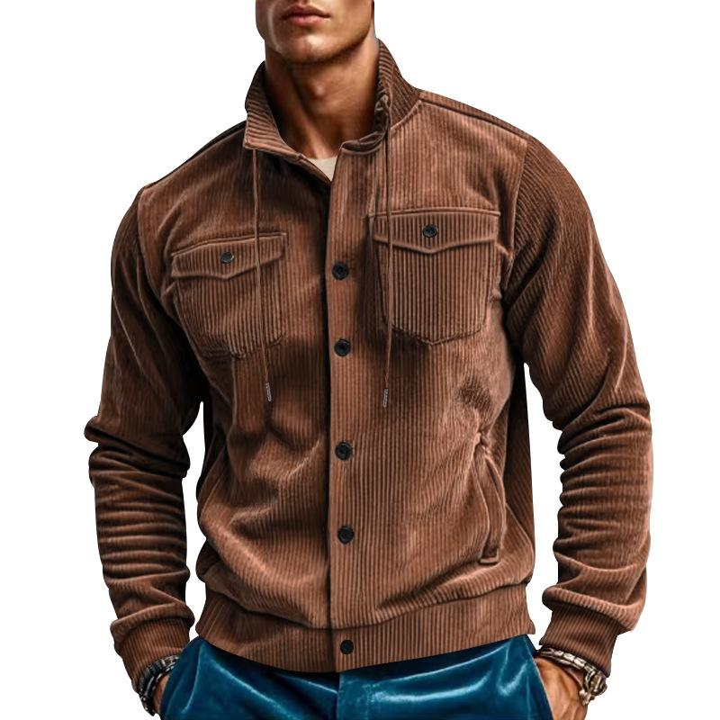 Veste d'hiver cargo en corduroy stylée – Veste intemporelle pour homme à poches multiples
