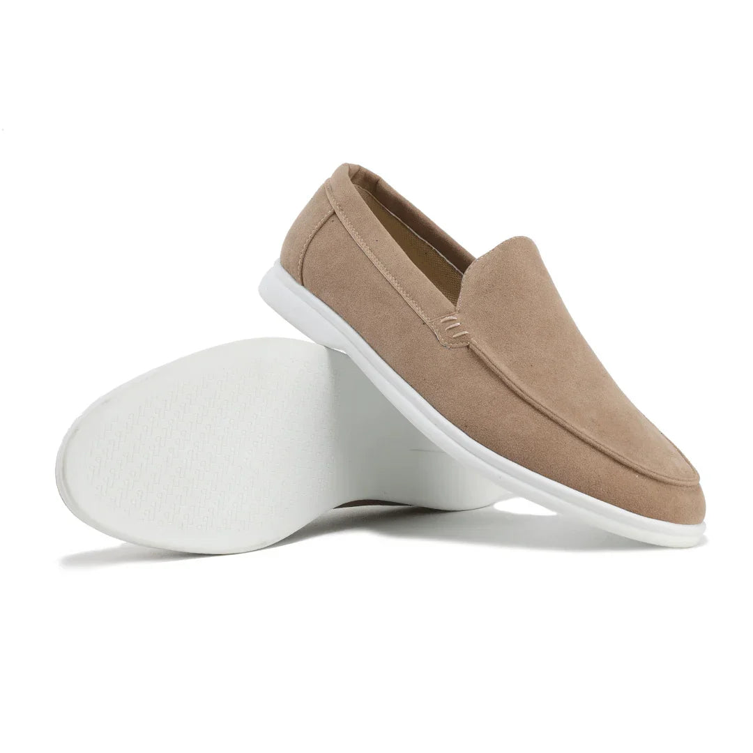 Mocassins en suède pour hommes – Mocassins élégants avec semelle blanche style Old Money