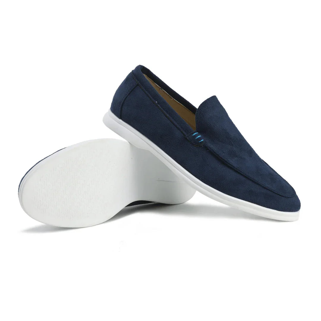 Mocassins en suède pour hommes – Mocassins élégants avec semelle blanche style Old Money