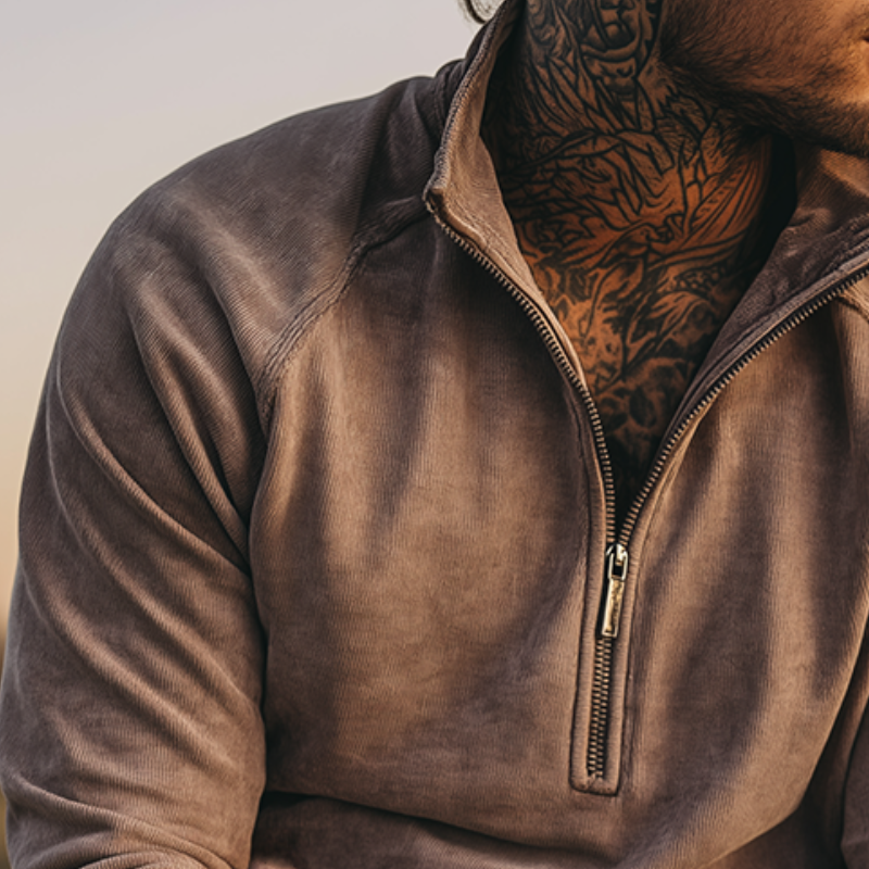 Alex - Sweatshirt zippé rétro décontracté pour hommes, style Old Money