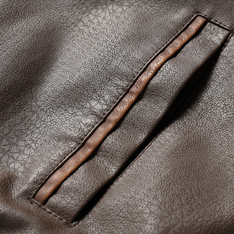 Veste bomber en cuir vintage stylée pour homme, marron – Mode hivernale pour homme 2025