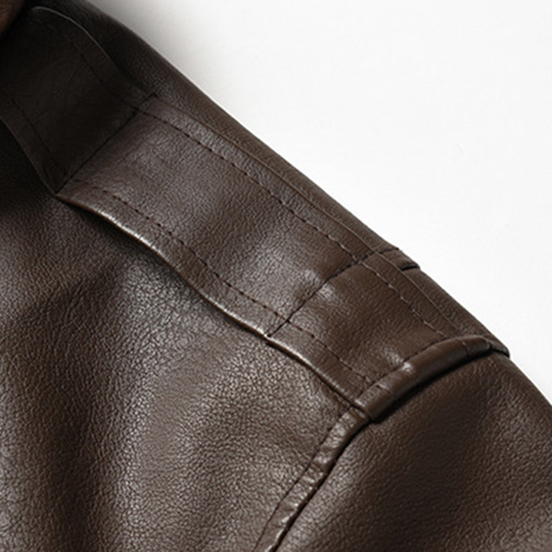 Veste bomber en cuir vintage stylée pour homme, marron – Mode hivernale pour homme 2025