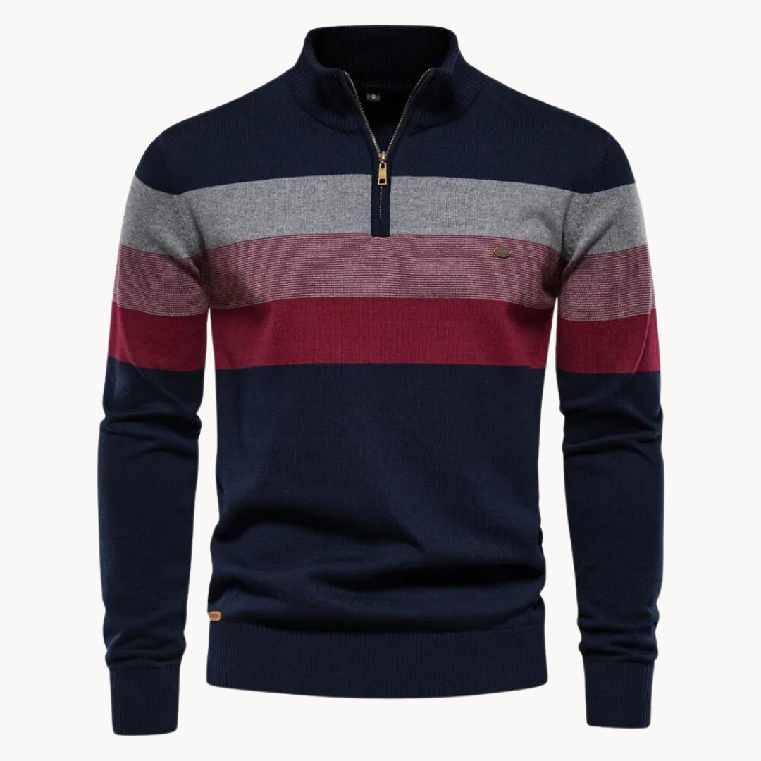 Pull pour hommes à demi-zip en mélange de coton