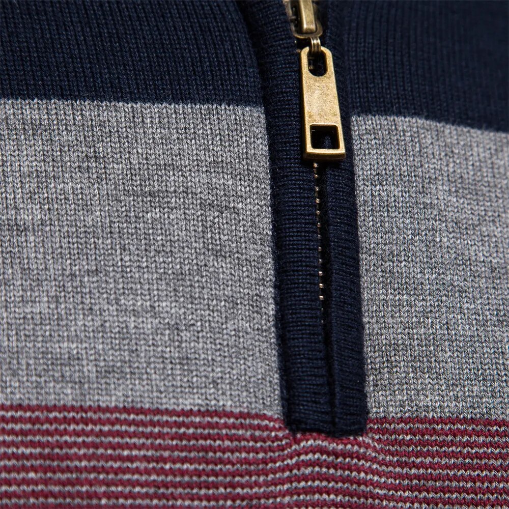 Pull pour hommes à demi-zip en mélange de coton