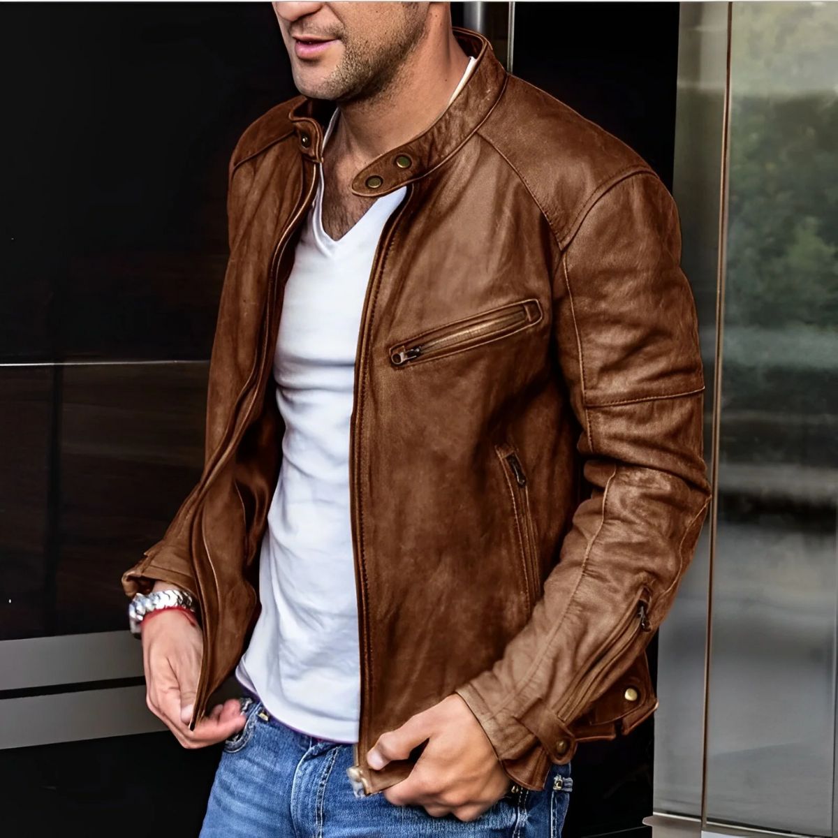 La Veste en Cuir Brooklyn – Veste de Moto Classique/Élégante pour le Lifestyle