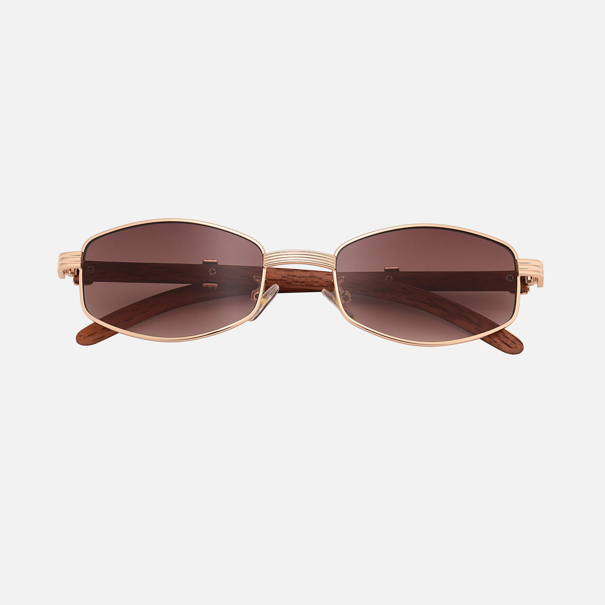 Houten Zonnebril Dames met UV-400 Bescherming en Anti-Kras Coating - Unisex Design met Goud-Plated Accenten 1