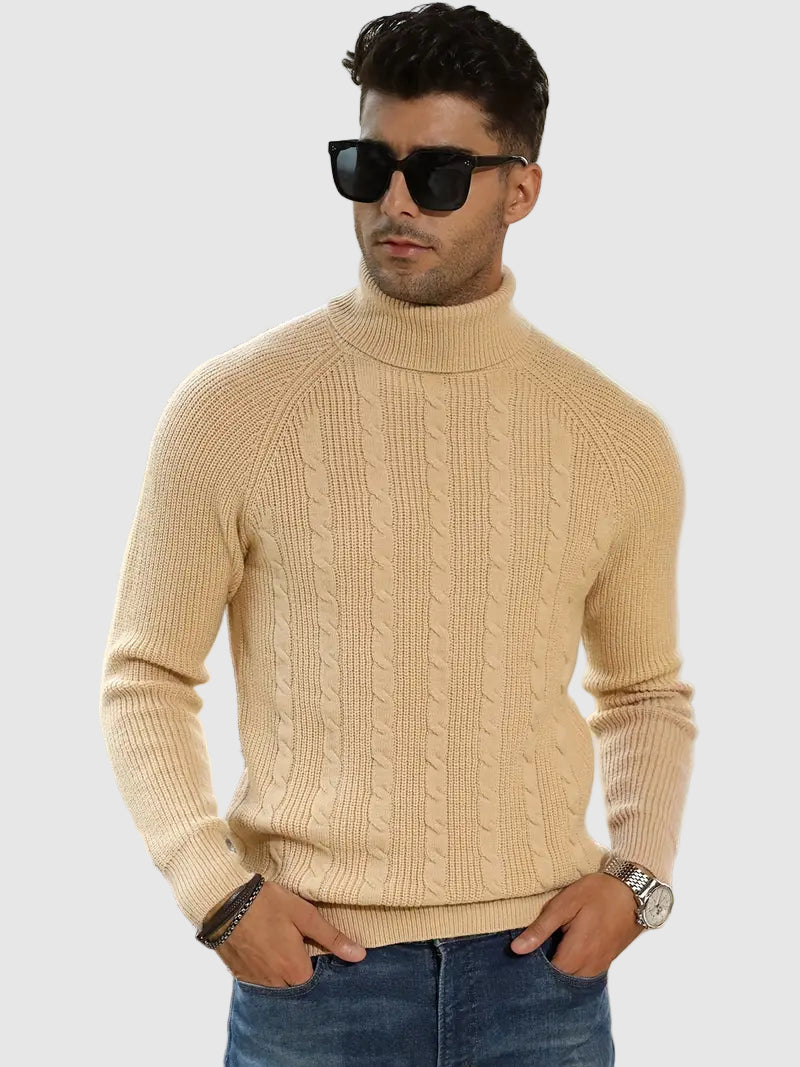 Maison Clément Paris | Pull pour Homme – Pull Classique en Maille Cable Beige Old Money