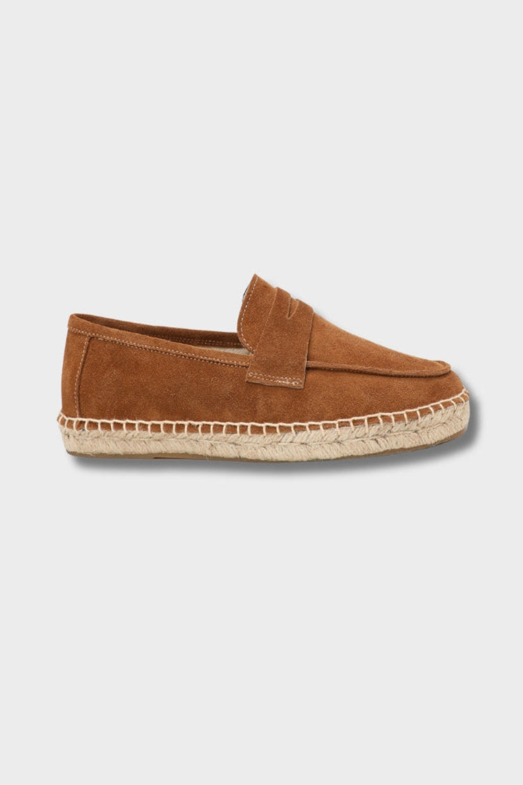 Kastanjebruine Suède Loafers voor Mannen met Jute Zool – Comfortabele Zomerloafers met Tijdloze Elegantie 0