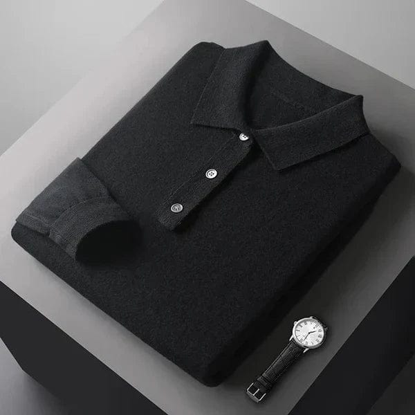 Polo à manches longues pour hommes, coupe ajustée