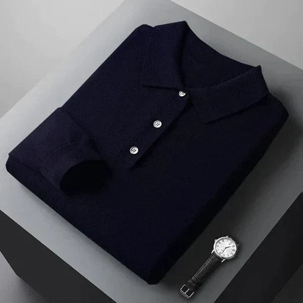 Polo à manches longues pour hommes, coupe ajustée