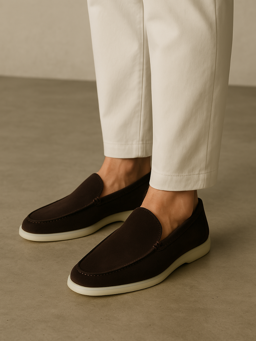 Molly - Loafers en suède brun foncé