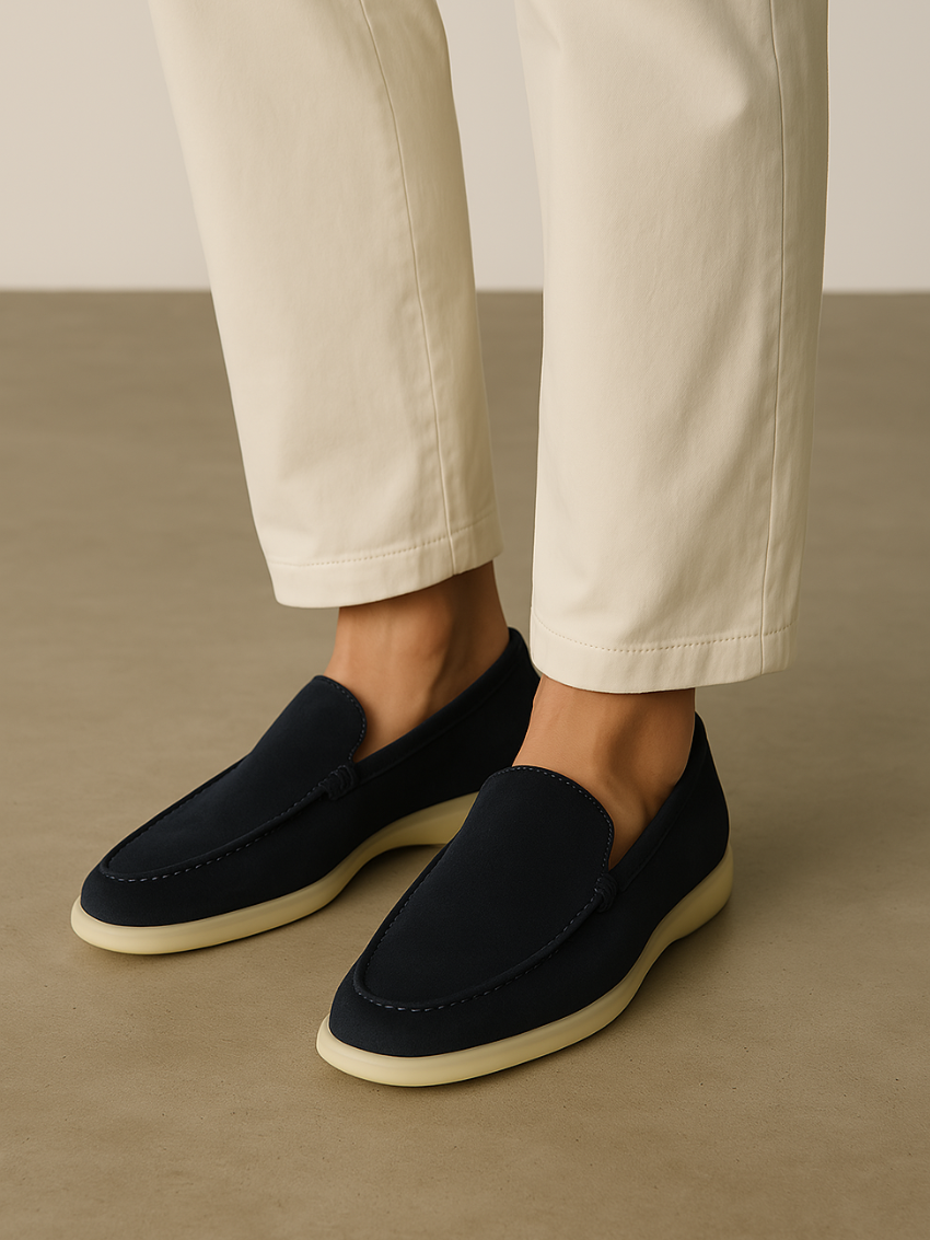 Noli - Loafers en suède bleu marine classique