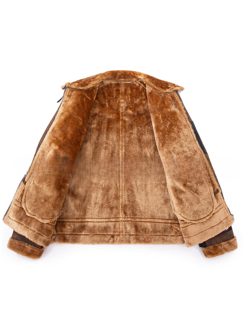 Maison Clément Paris | Veste chaude aviateur en cuir vieilli doublée fourrure