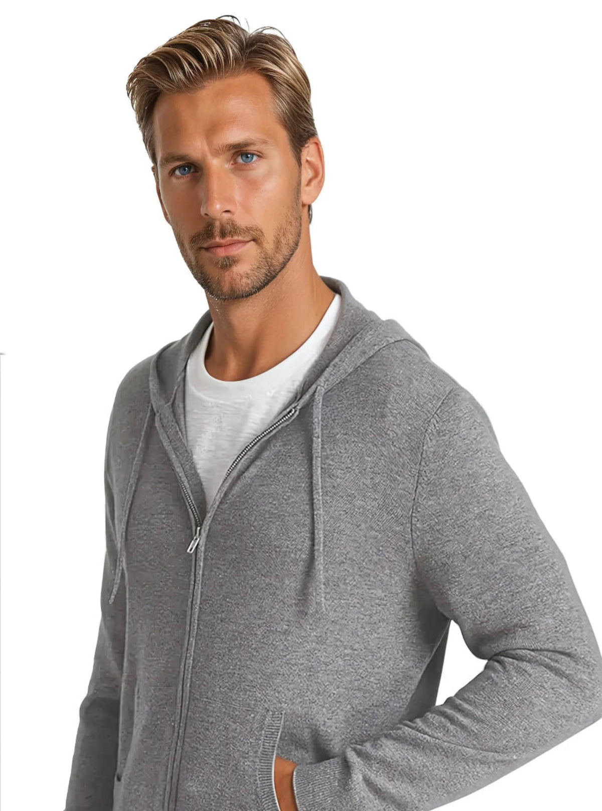 Veste en cachemire grise Old Money