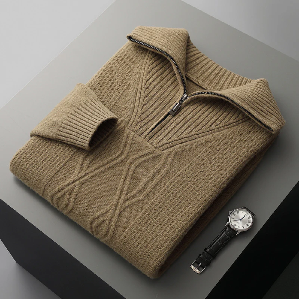 Pull zippé en laine mérinos Taranto