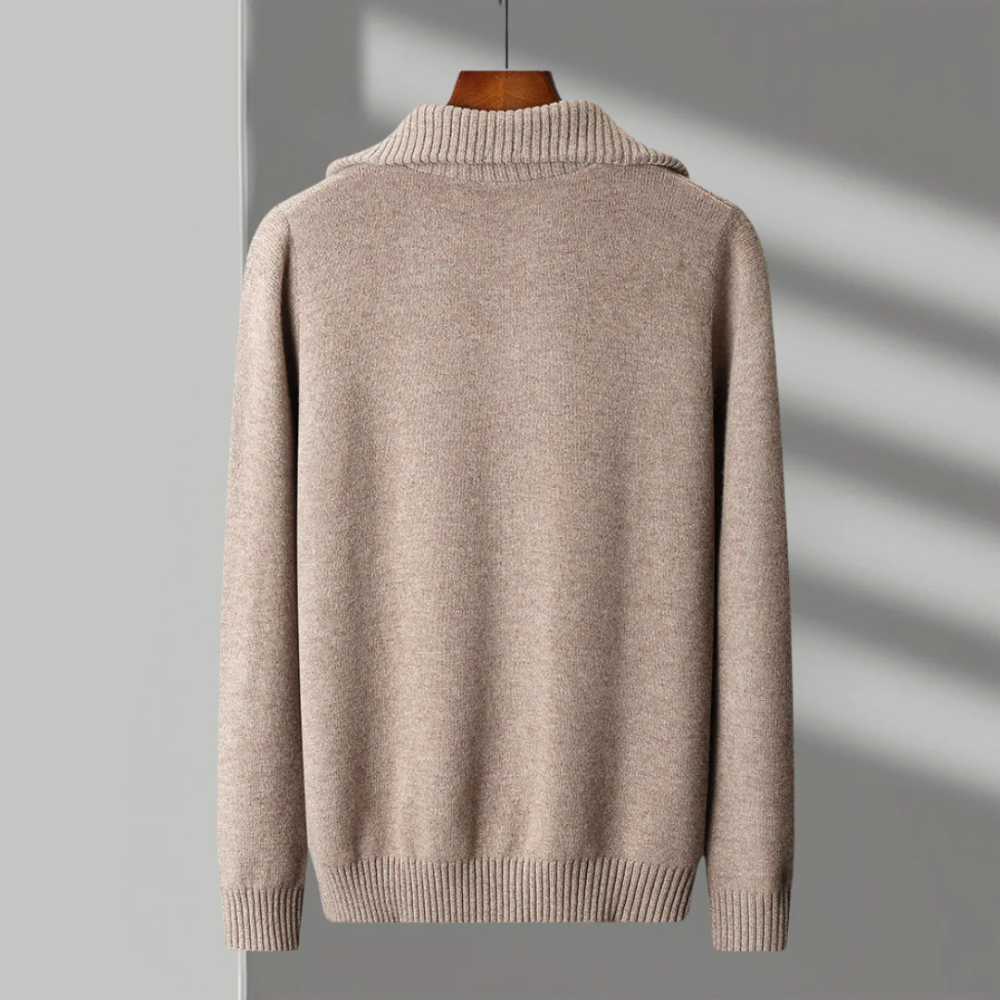 Pull zippé en laine mérinos Taranto