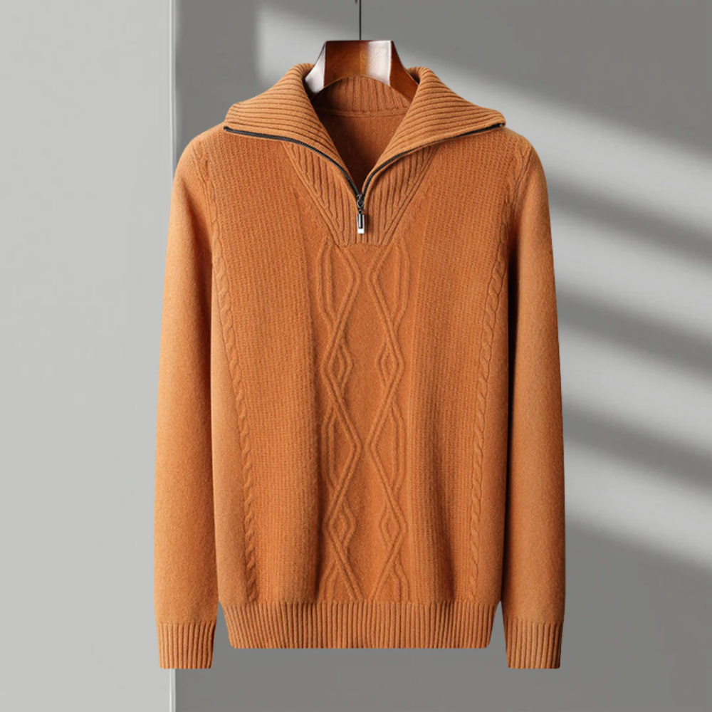 Pull zippé en laine mérinos Taranto