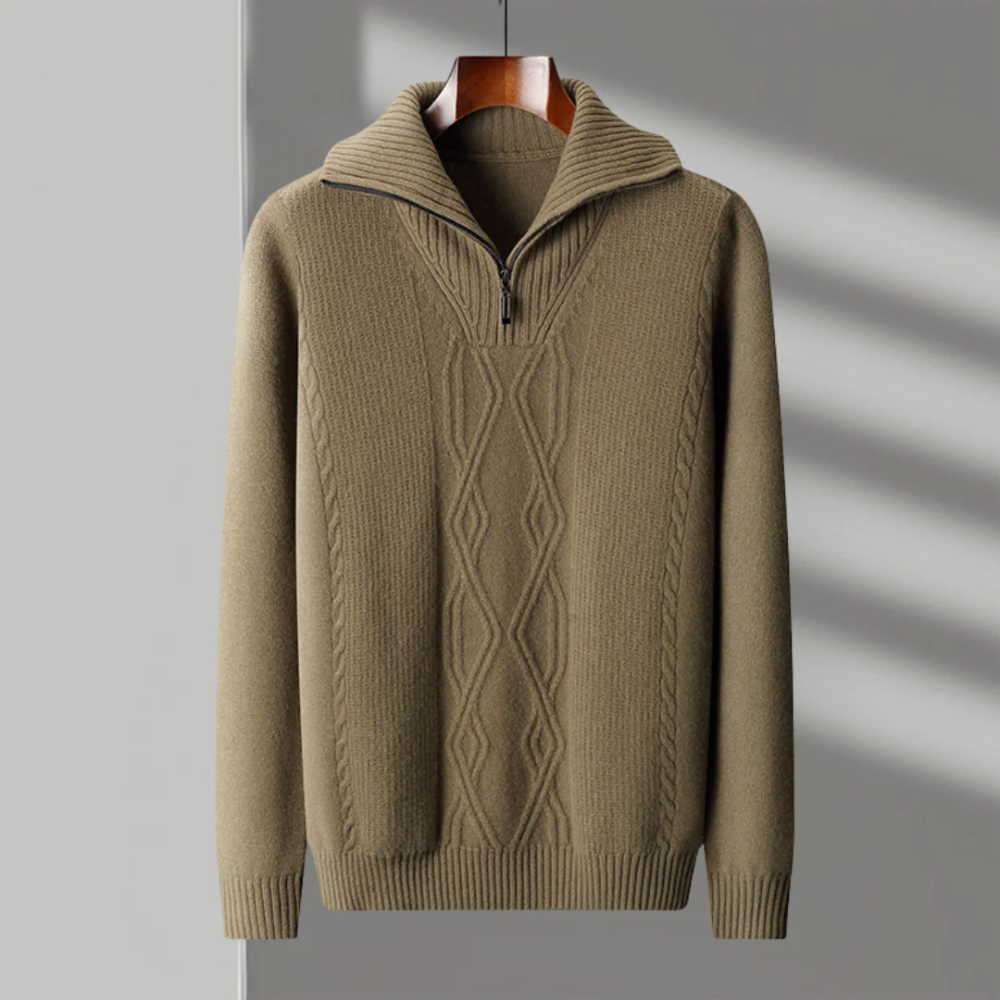 Pull zippé en laine mérinos Taranto