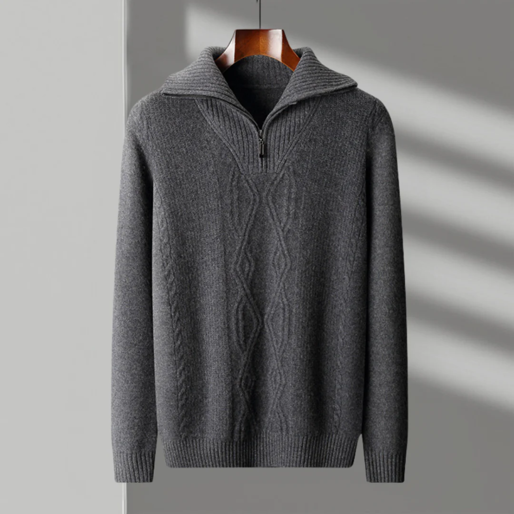 Pull zippé en laine mérinos Taranto