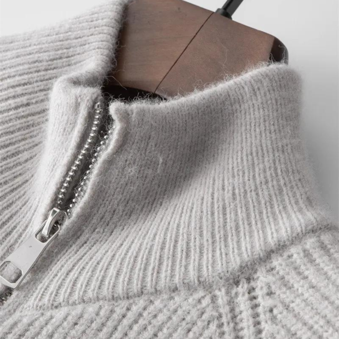 Gilet Old Money en Cachemire pour Homme – Gilet Chaud avec Fermeture Éclair Complète