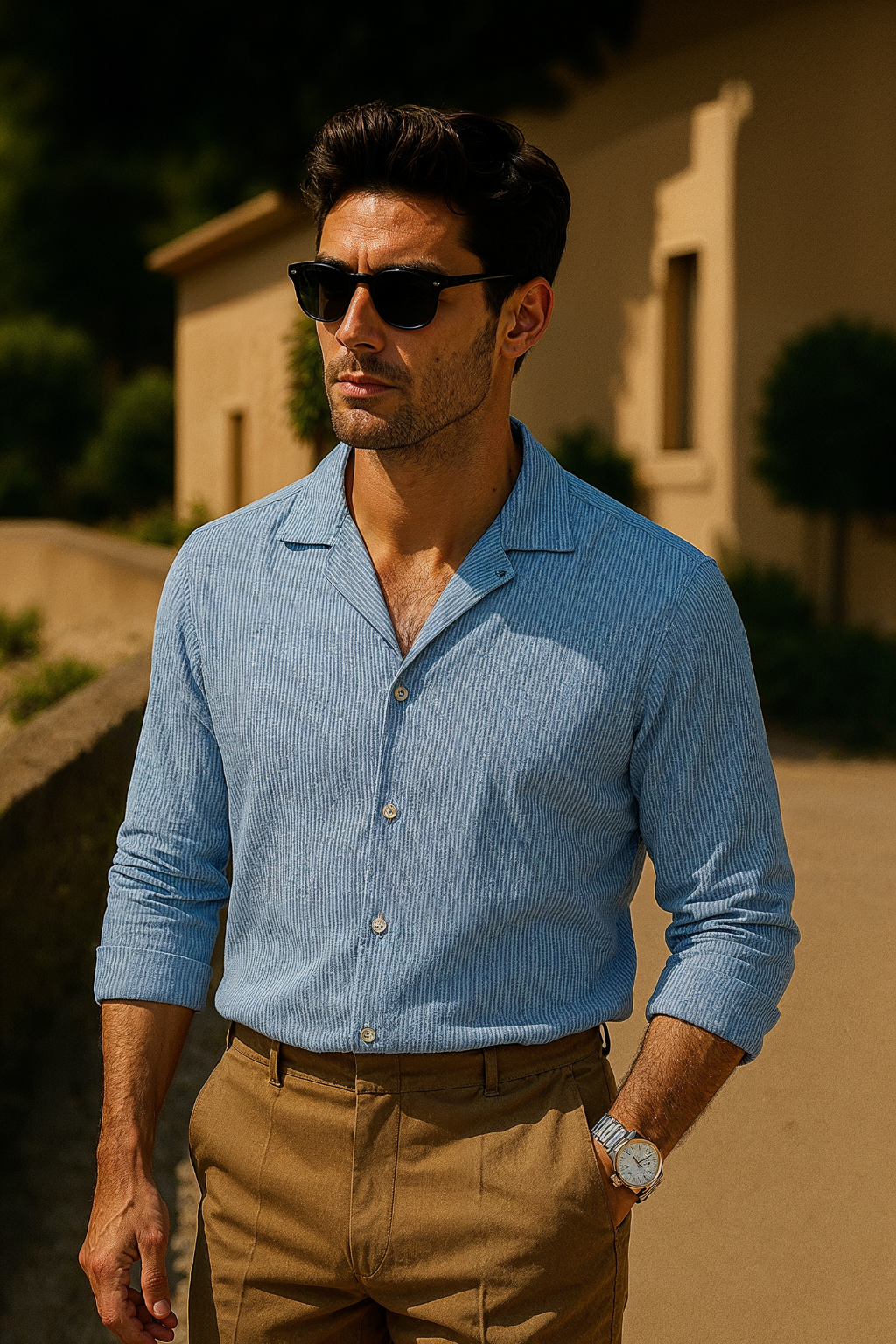 Chemise en lin à manches longues Giacomo