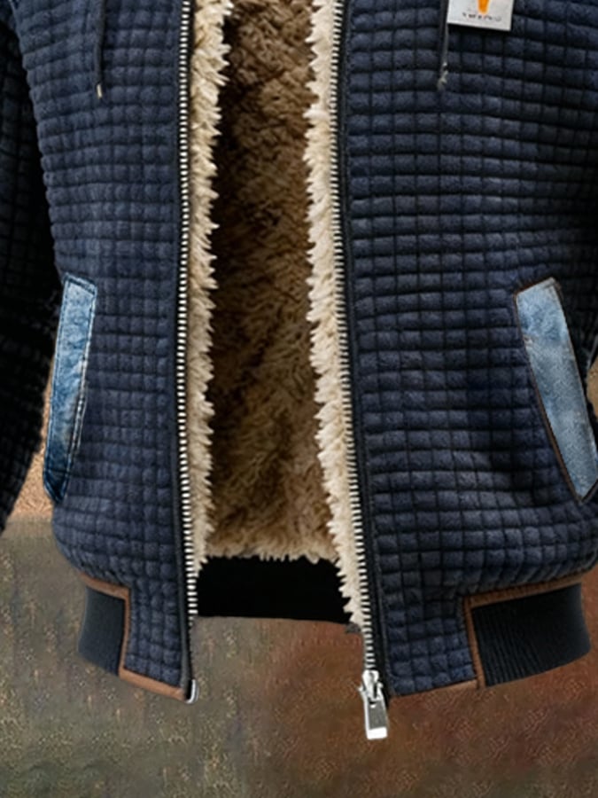 MAISON CLÉMENT PARIS™ | VESTE MATELASSÉE BLEU MARINE AVEC DÉTAILS EN JEAN