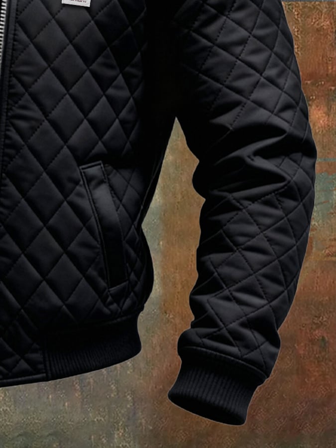 MAISON CLÉMENT PARIS™ | VESTE MATELASSÉE NOIRE AVEC ÉPAULES EN CUIR