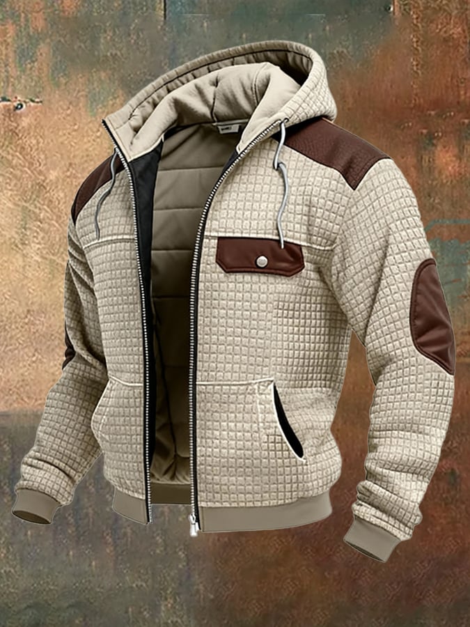 Vintage-Outdoorjacke für Herren aus Wildleder und Leder mit vielen Taschen