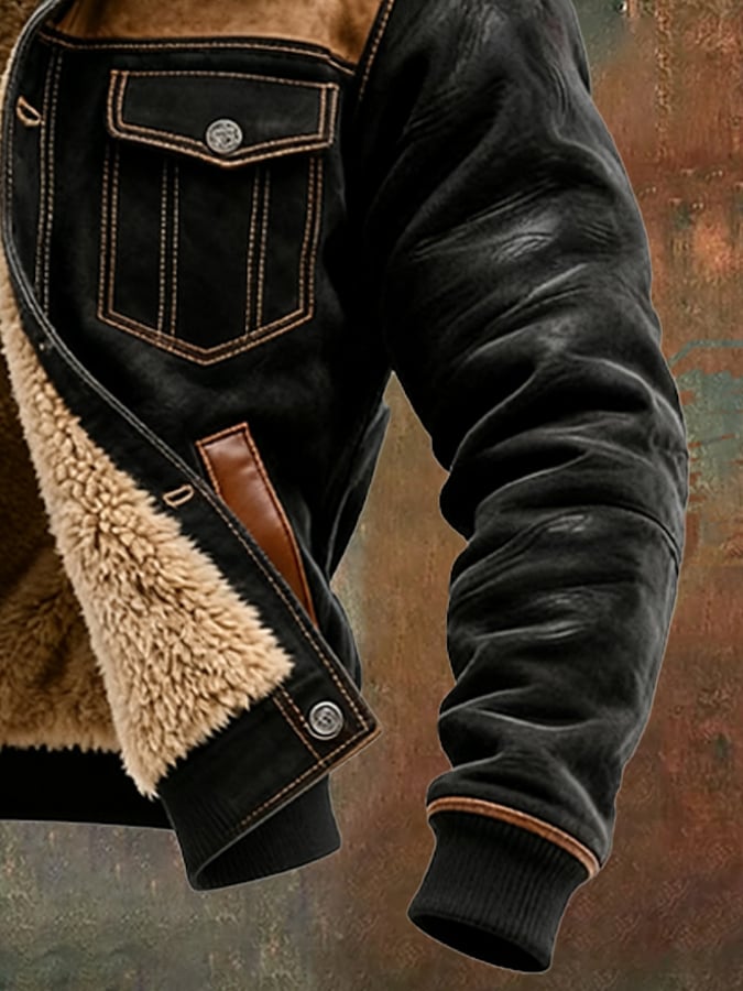 Maison Clément Paris | Veste chaude en cuir et sherpa à col doublé