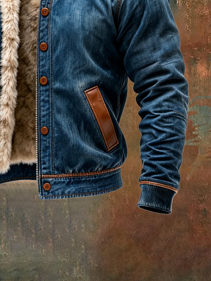 Maison Clément Paris | Veste chaude en denim et cuir doublée sherpa