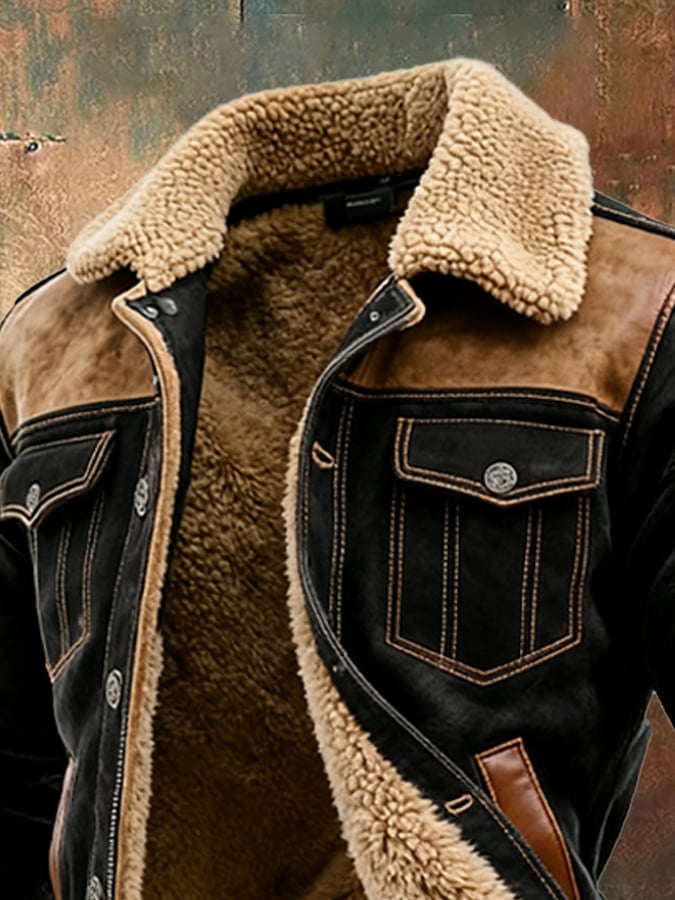 Maison Clément Paris | Veste chaude en cuir et sherpa à col doublé