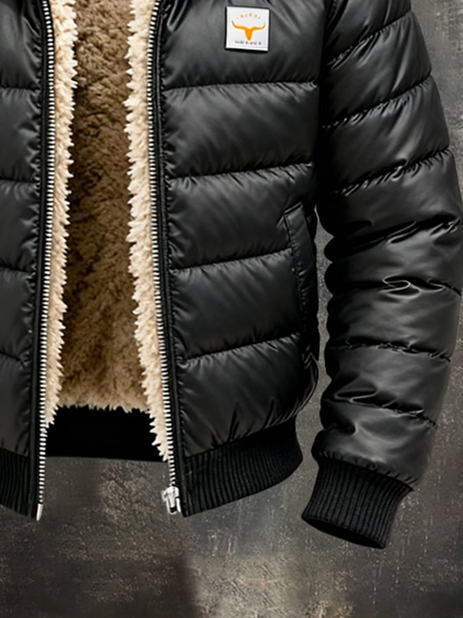 Maison Clément Paris | Veste d'extérieur matelassée noire à col en cuir